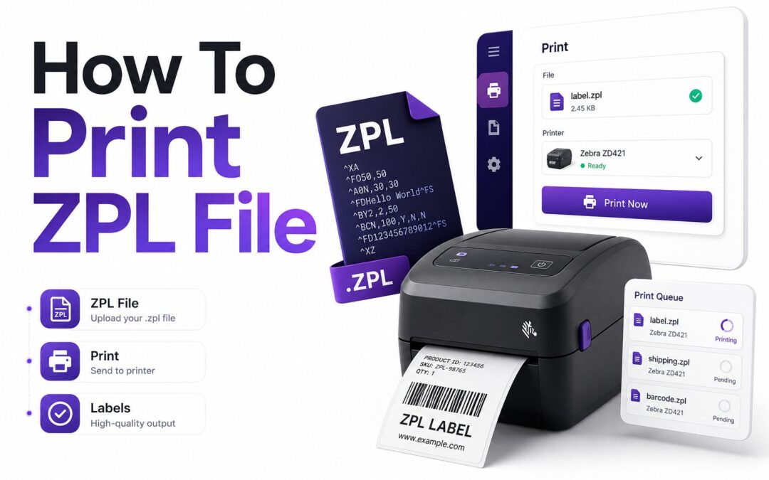 Printer producing a label from a ZPL file